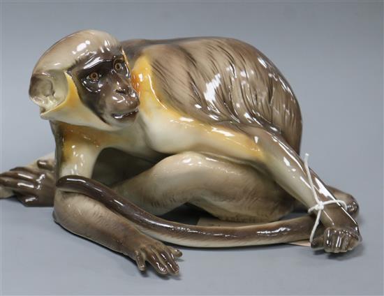 A Nymphenburg figure of a seated monkey, modelled by Theodor Kärner,